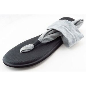 Sanuk T-Strap Sandals Gray‎ Fabric Women Shoes Size 10 Medium